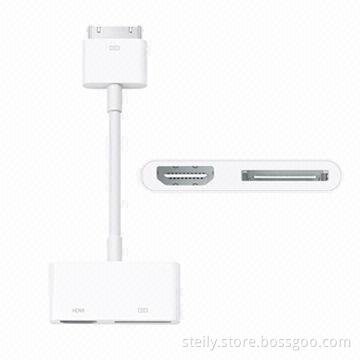 AV/HDMI Adapters for iPhone, iPad, 30-pin to HDMI + Mini 30-pin Interface
